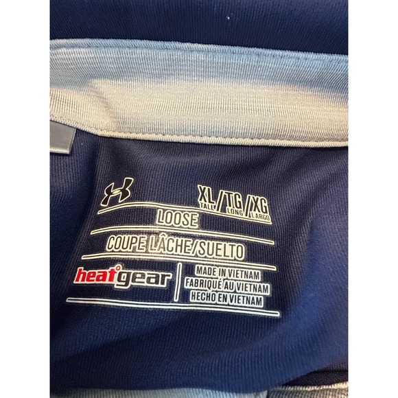 Under Armour HeatGear Polo Shirt Mens XL Tall Loose Fit Colorblock Navy Gray - Picture 5 of 5